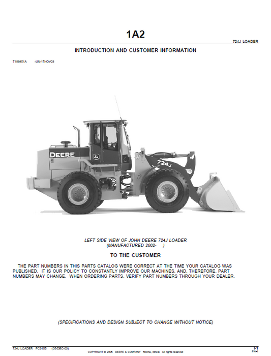 John Deere 724J Parts Manual